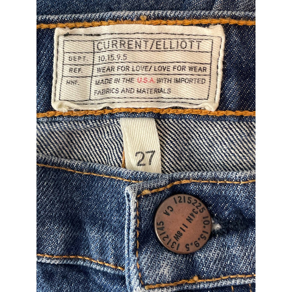Current Elliott Distresssed Whiskering Women's Straight Leg Jeans 27 - Picture 5 of 6